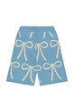 Otroške bombažne hlače Tinycottons BOWS BABY KNITTED PANT SS25.324 modra SS25