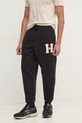 Tommy Jeans pantaloni de trening din bumbac bumbac negru DM0DM21277