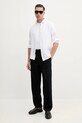 Hlače z mešanico lana Calvin Klein Jeans J30J327288 črna SS25