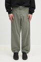 Бавовняні штани Carhartt WIP Calder Pant гладкий зелений I033128.1YFGD
