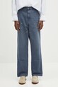 Carhartt WIP pantaloni de bumbac Double Knee Pant uni albastru I034796.2OT4O