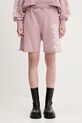 Памучен къс панталон Aries Aged Ancient Column Sweatshort AR3003403 розов SS25