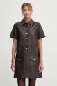 Kožené šaty Tommy Hilfiger burgundské WW0WW43783