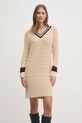 Bavlněné šaty Tommy Hilfiger nášivka béžová WW0WW44074