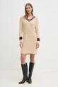 Bavlněné šaty Tommy Hilfiger WW0WW44074 béžová SS25