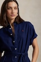 Lněné šaty Polo Ralph Lauren námořnická modř 211959912