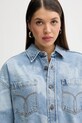 Fiorucci farmerruha Angel Print Denim Shirt Dress kék W02SPDDR313DN03DN02