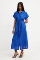 Luisa Spagnoli sukienka lniana 542264 niebieski SS25