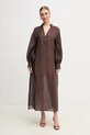 Lanena haljina Luisa Spagnoli 542150 smeđa SS25