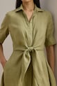 Lněné šaty Lauren Ralph Lauren zelená 200905667