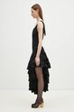 Rotate ruha Flower Mesh Ruffle 114056100 fekete SS25