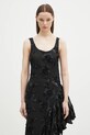 Rotate ruha Flower Mesh Ruffle fekete 114056100