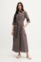 Pamučna haljina Max Mara Beachwear 2516221049600 smeđa SS25