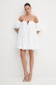 Bombažna obleka Pinko 105211.A2LD bela SS25