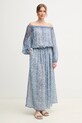 Weekend Max Mara rochie de matase maxi albastru 2515221162600