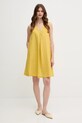 Lněné šaty United Colors of Benetton 4AGHDV0AX žlutá SS25