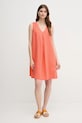 Lněné šaty United Colors of Benetton 4AGHDV0AX oranžová SS25