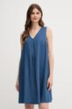 United Colors of Benetton sukienka lniana casual niebieski 4AGHDV0AX