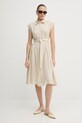 United Colors of Benetton rochie din in 4AGHDV0B1 bej SS25