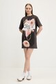 Bombažna obleka Desigual BERLIN 25SWVK20 siva SS25