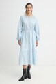 Bavlněné šaty Levi's JOLENE LS MAXI DRESS 001HS modrá