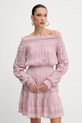 Guess sukienka bawełniana AUDREY wzorzyste różowy W5GK24.WE550