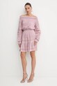 Guess sukienka bawełniana AUDREY W5GK24.WE550 różowy SS25