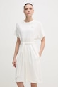 Βαμβακερό φόρεμα Tommy Hilfiger WW0WW45520 λευκό SS25