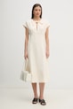 Сукня з домішкою льону Tommy Hilfiger WW0WW44659 бежевий SS25