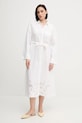 Tommy Hilfiger sukienka lniana WW0WW45939 beżowy SS25