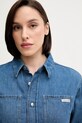 Šaty s příměsí lnu Calvin Klein Jeans modrá J20J225169