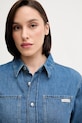 Šaty s prímesou ľanu Calvin Klein Jeans modrá J20J225169