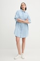 Šaty s prímesou ľanu Calvin Klein Jeans J20J225172 modrá SS25