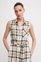 Šaty s prímesou ľanu Barbour Agnes béžová LDR0890SN51