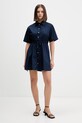 Tommy Jeans rochie tip cămașă din bumbac DW0DW20617 bleumarin SS26