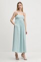 Ľanové šaty Abercrombie & Fitch KI159.5549.260 tyrkysová SS25