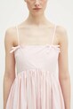 Pamučna haljina GANNI Cotton Poplin Strap roza W0325