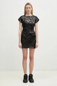Haljina GANNI Velvet Sequins Mini T4045 crna