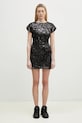 Φόρεμα GANNI Velvet Sequins Mini T4045 μαύρο