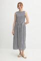 United Colors of Benetton sukienka z domieszką lnu 48I5DV0BK granatowy SS25