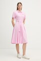 Lacoste sukienka letnia bawełniana EF9621 różowy SS26