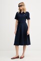 Lacoste letné šaty bavlnené EF9621 tmavomodrá SS26