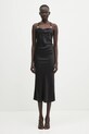 Marine Serre dress Satin Slip maxi black WDR302B.CWOV0056