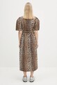 Clothing GANNI cotton dress Printed Cotton Tie Strap Midi W0373 brown
