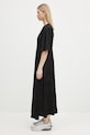 GANNI dress Fluid Satin Jacquard Slit Long W0255 black SS25