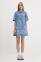 GANNI sukienka jeansowa Broderie Anglaise Denim Mini J1694 niebieski