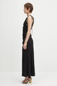 GANNI vestito Solid Satin Gathered Long W0381 nero SS25