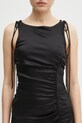 Платье GANNI Solid Satin Gathered Long чёрный W0381