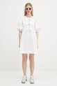 GANNI sukienka bawełniana Cotton Poplin Tie String Mini F9170 biały