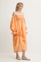 The Sleeper sukienka lniana ATDR01P014R pomarańczowy SS25